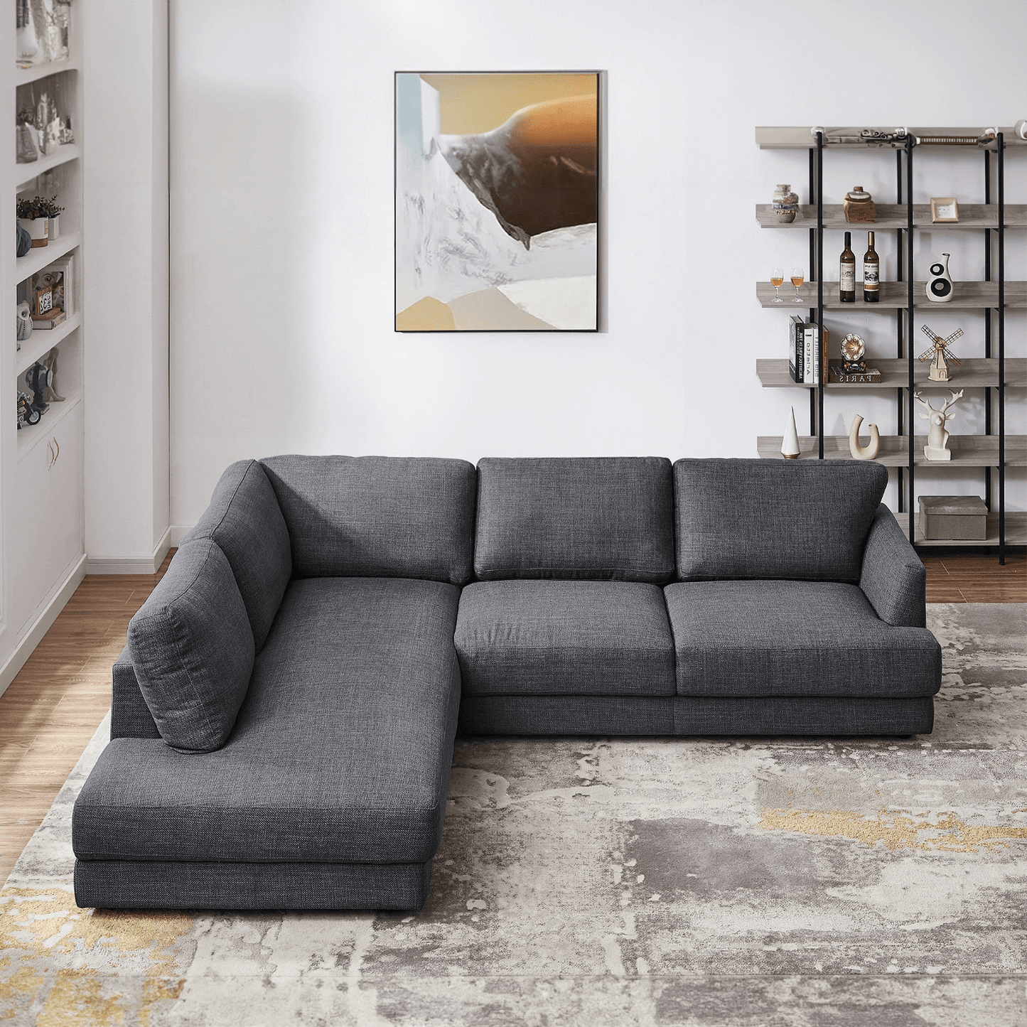 Glander Modern Linen Sectional Chaise Sofa 108" - Revel Sofa 