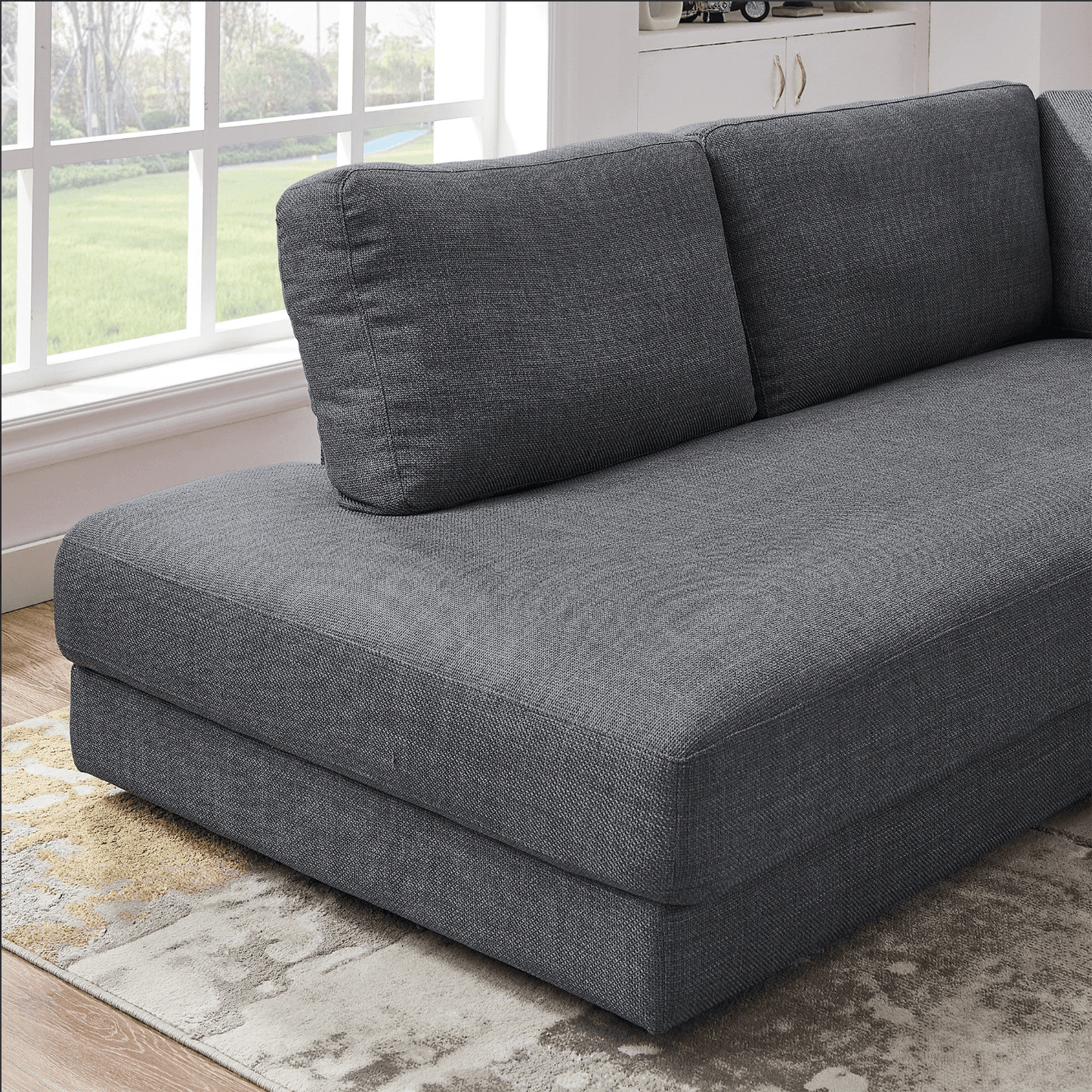 Glander Modern Linen Sectional Chaise Sofa 108" - Revel Sofa 