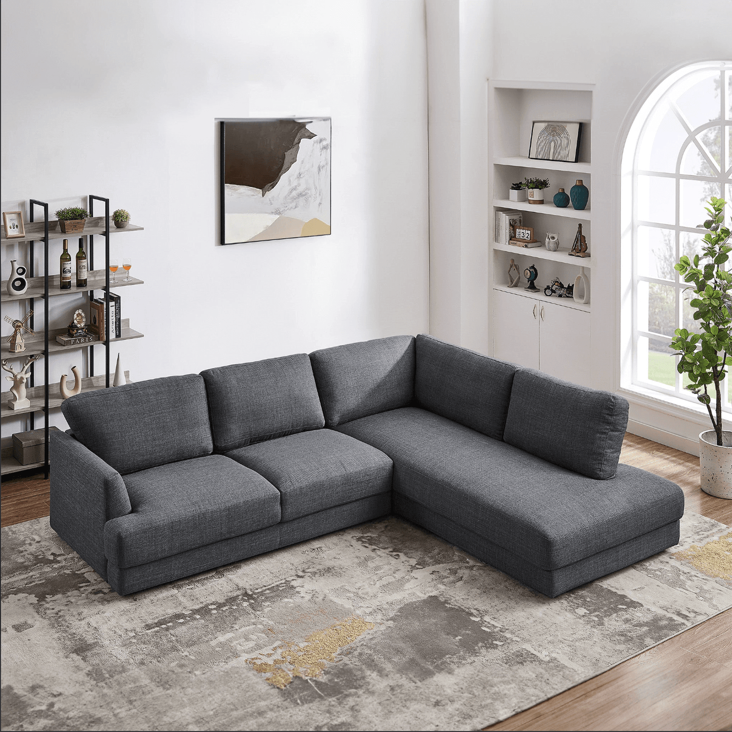 Glander Modern Linen Sectional Chaise Sofa 108" - Revel Sofa 