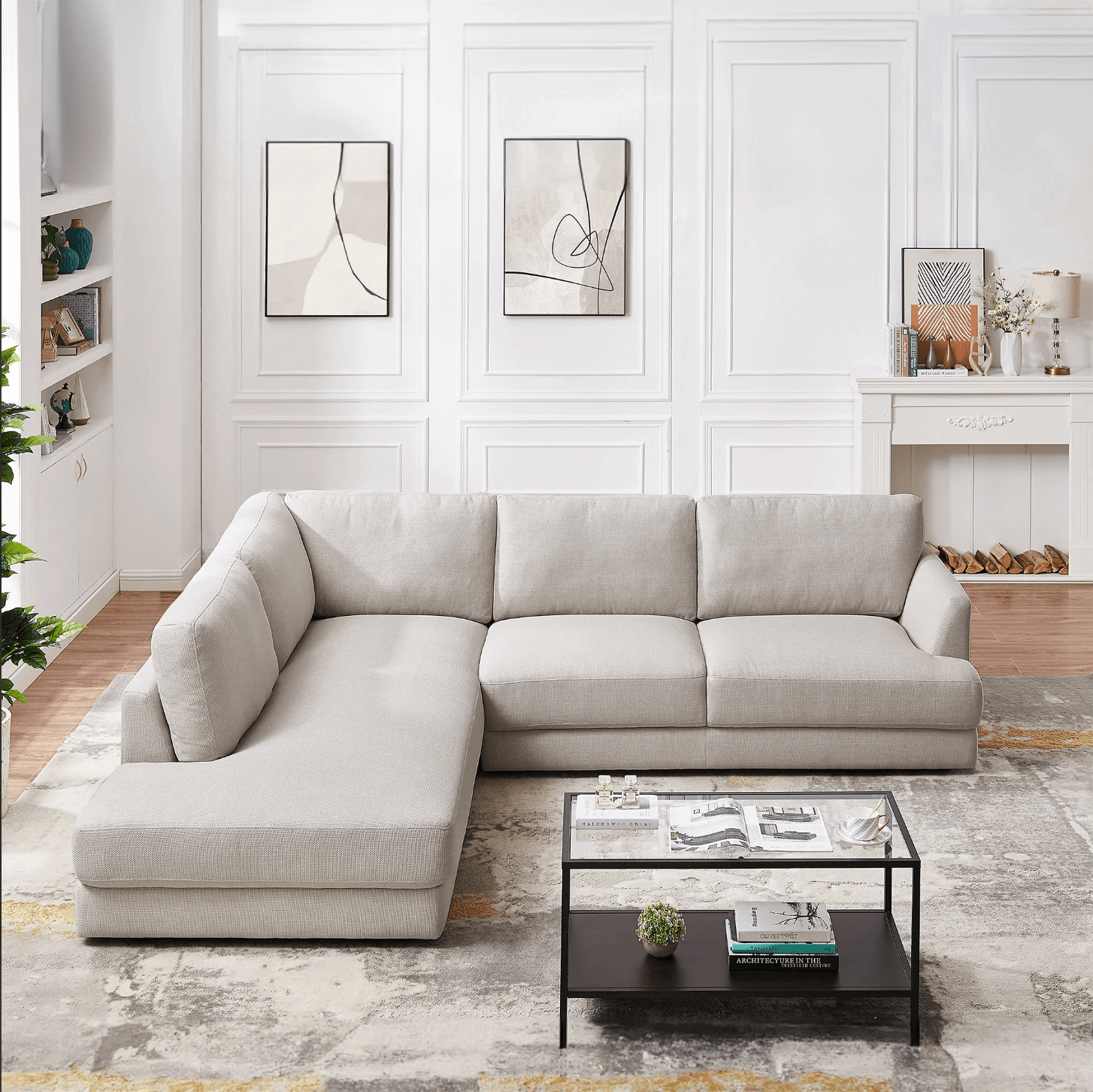 Glander Modern Linen Sectional Chaise Sofa 108" - Revel Sofa 