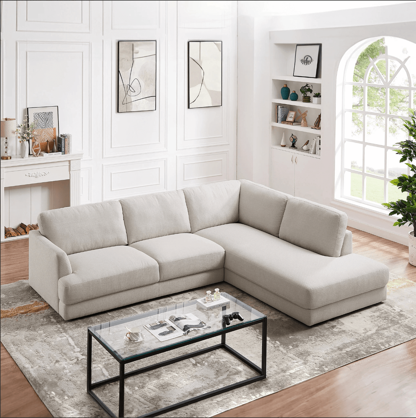 Glander Modern Linen Sectional Chaise Sofa 108" - Revel Sofa 