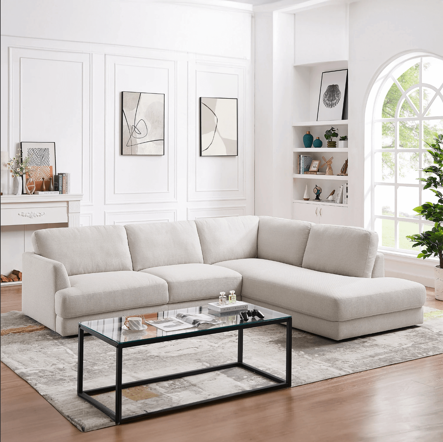 Glander Modern Linen Sectional Chaise Sofa 108" - Revel Sofa 