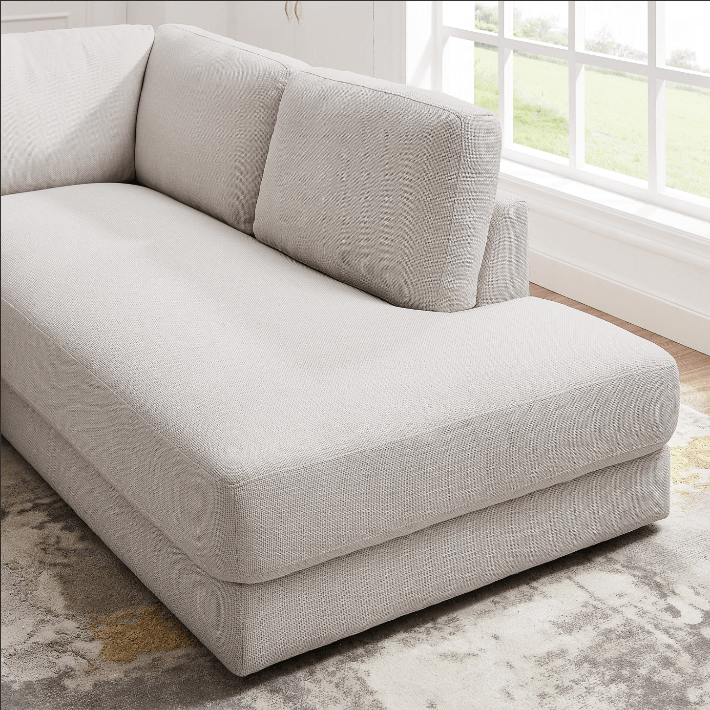 Glander Modern Linen Sectional Chaise Sofa 108" - Revel Sofa 