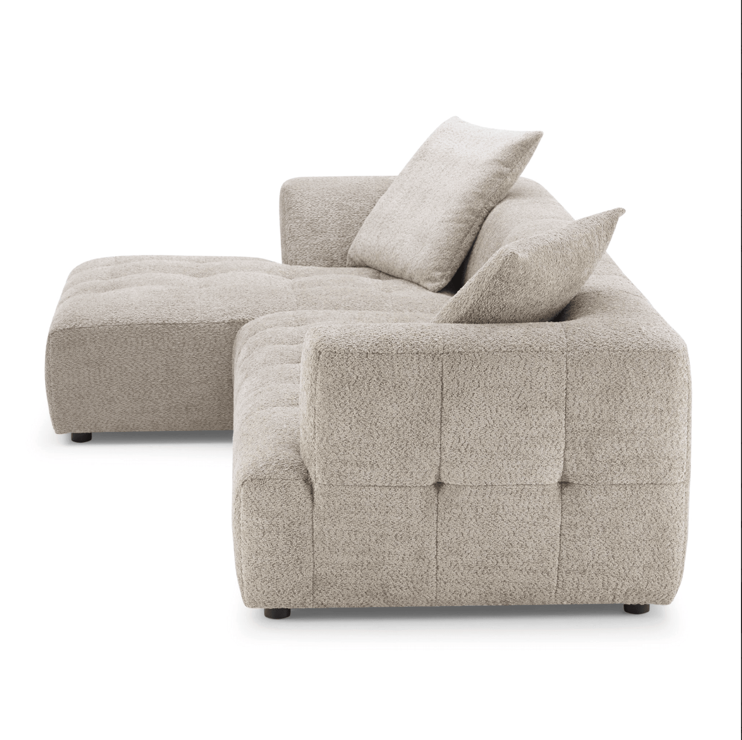 Kaynes Modern Tufted Boucle L-Shaped Sectional Chaise Sofa 120" - Revel Sofa 