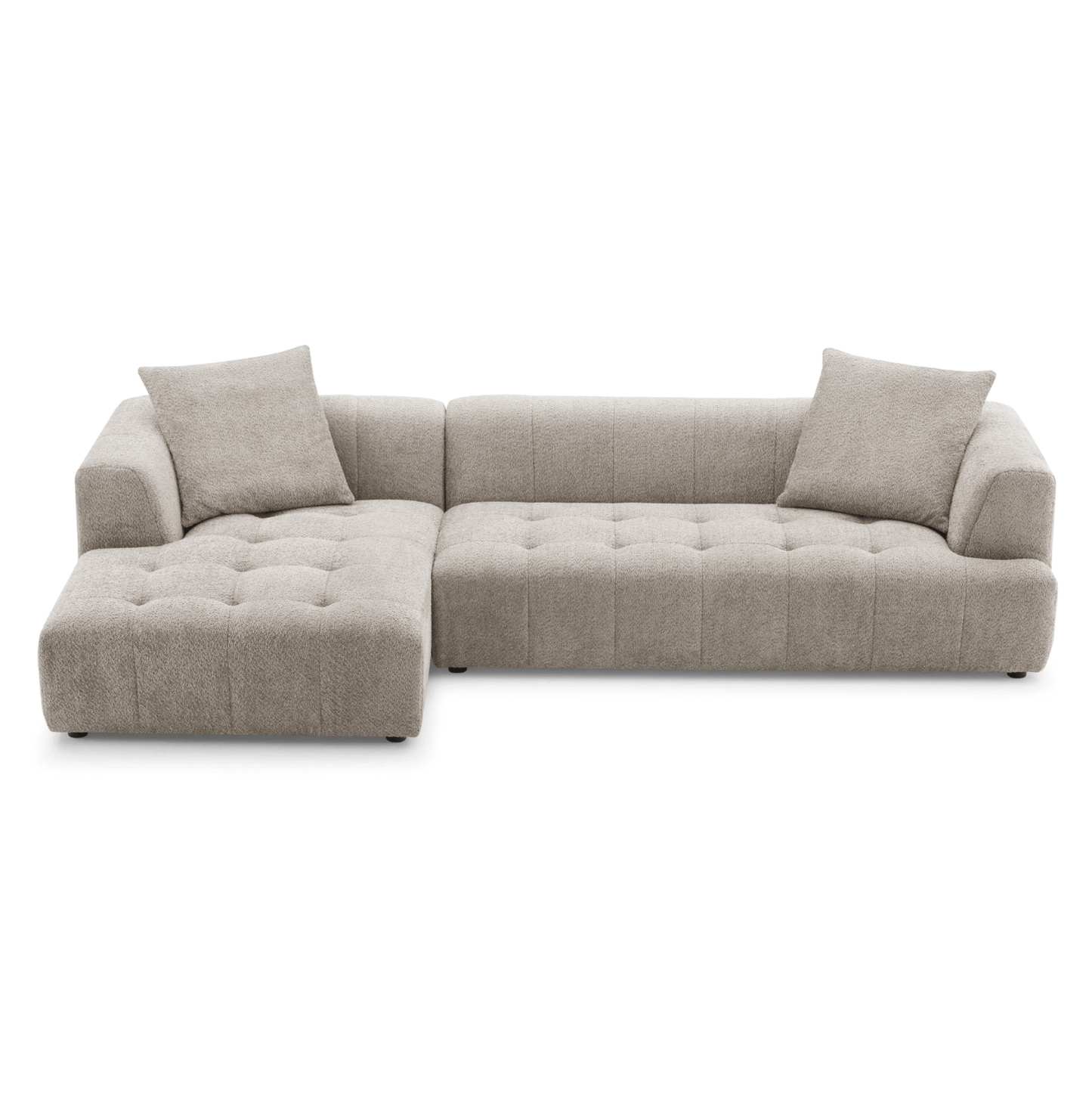 Kaynes Modern Tufted Boucle L-Shaped Sectional Chaise Sofa 120" - Revel Sofa 