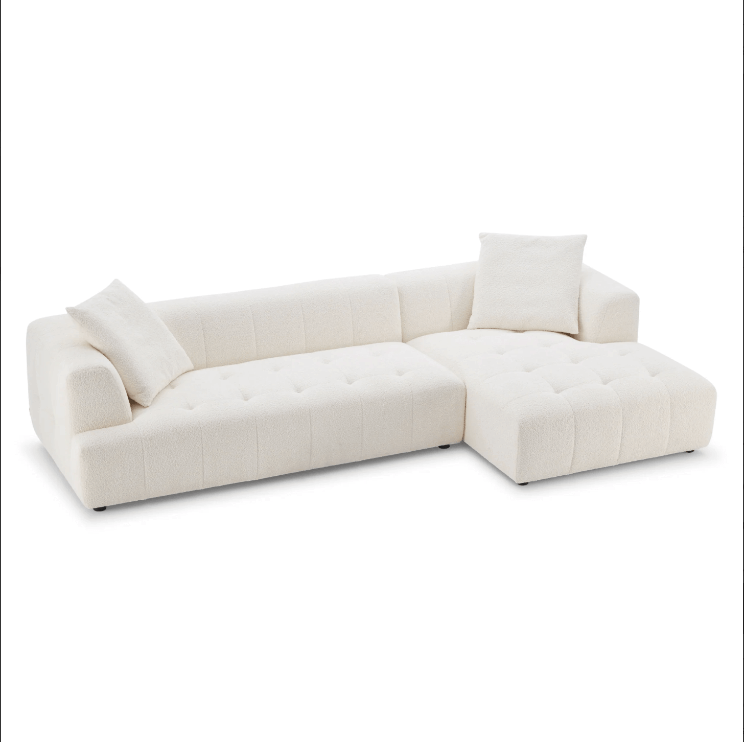 Kaynes Modern Tufted Boucle L-Shaped Sectional Chaise Sofa 120" - Revel Sofa 