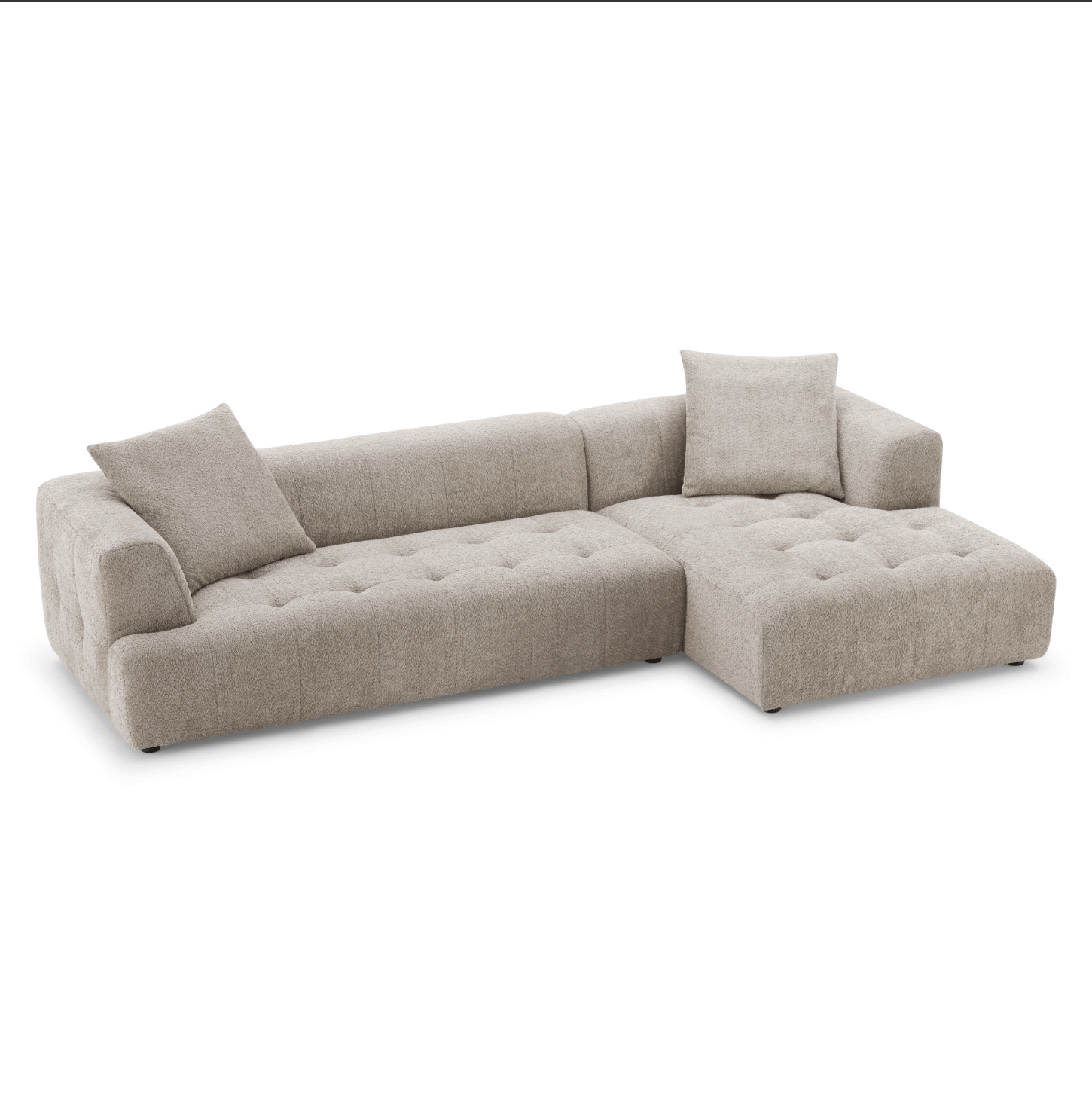 Kaynes Modern Tufted Boucle L-Shaped Sectional Chaise Sofa 120" - Revel Sofa 