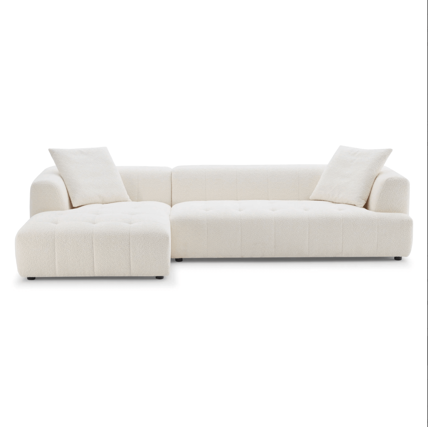 Kaynes Modern Tufted Boucle L-Shaped Sectional Chaise Sofa 120" - Revel Sofa 