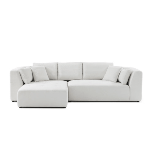 L-shaped Tufted Sectional Sofa, Beige with Left or Right-Facing Chaise - Revel Sofa 