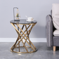 Round Glass-Top Side Table with Dark Tint Tempered Glass & Silver or Gold Stainless Steel Circular Spiral Frame - Revel Sofa 