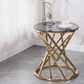 Round Glass-Top Side Table with Dark Tint Tempered Glass & Silver or Gold Stainless Steel Circular Spiral Frame - Revel Sofa 