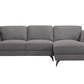 Beckett MCM Gray Fabric L Shaped Sectional Sofa w/ Right Facing Chaise 98" - Revel Sofa 
