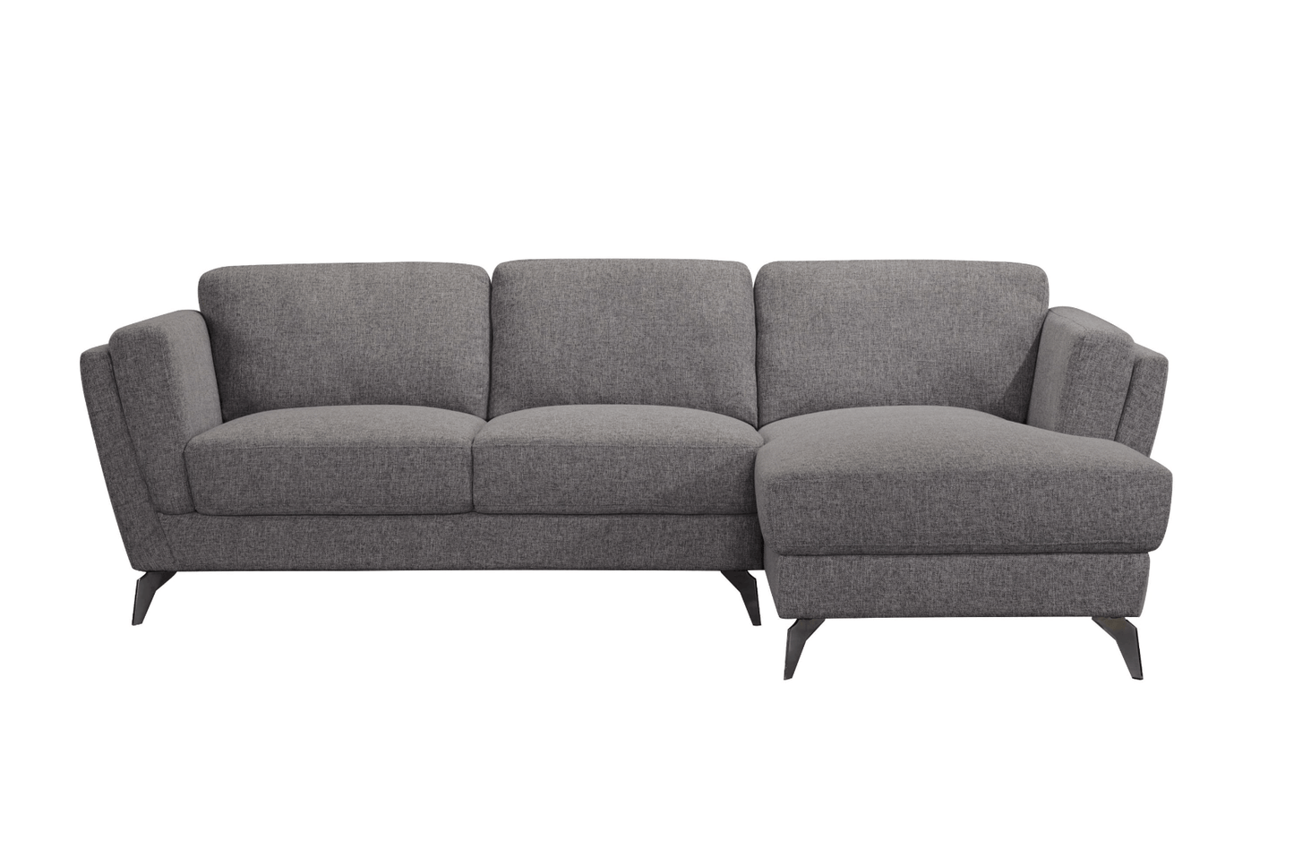 Beckett MCM Gray Fabric L Shaped Sectional Sofa w/ Right Facing Chaise 98" - Revel Sofa 