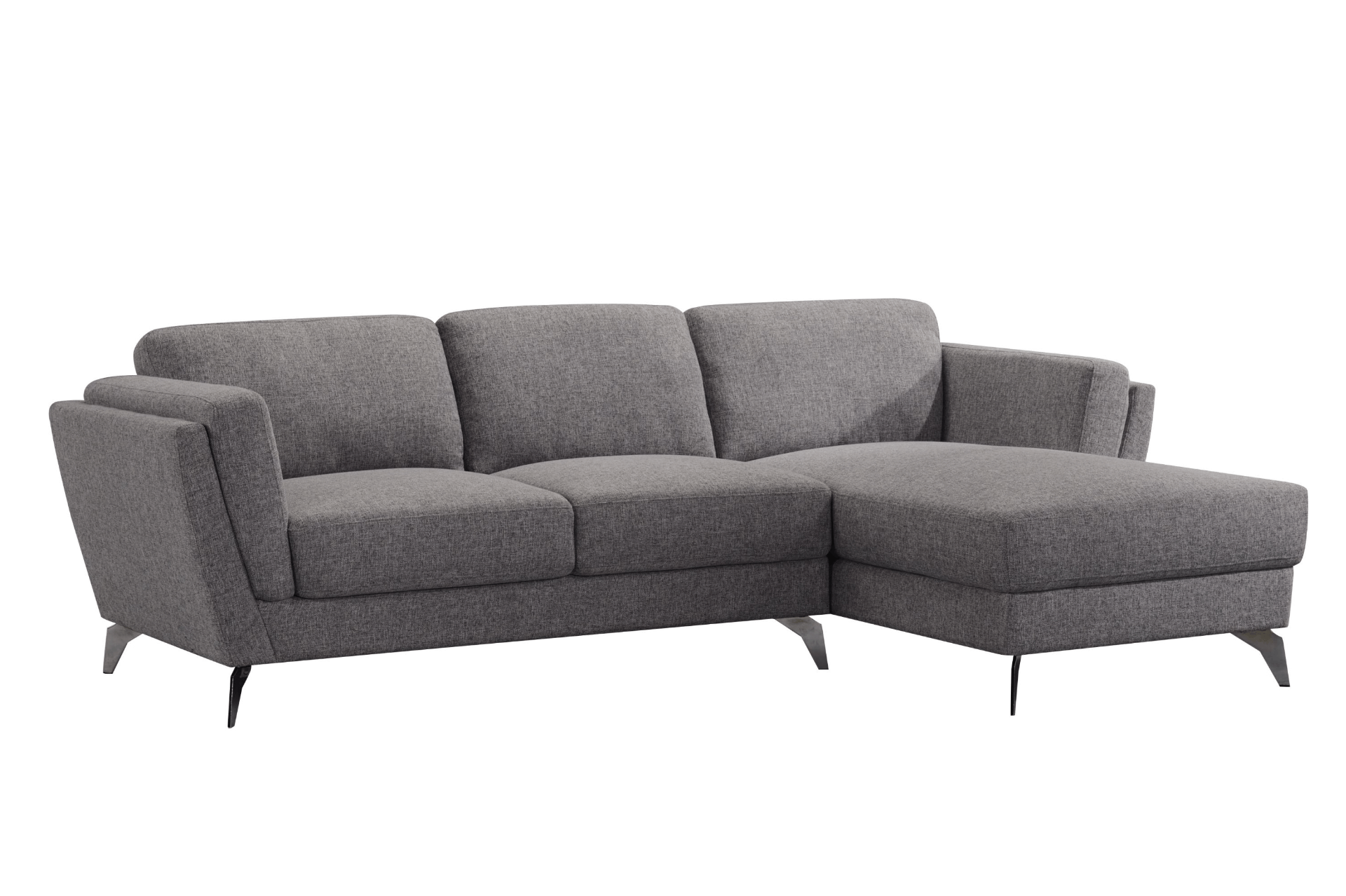 Beckett MCM Gray Fabric L Shaped Sectional Sofa w/ Right Facing Chaise 98" - Revel Sofa 