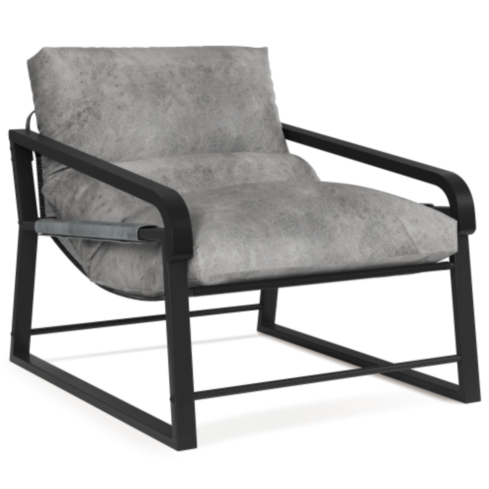 Modern Metal Frame Accent Lounge Chair, Comfy Armchair - Brown, Beige or Gray - Revel Sofa 