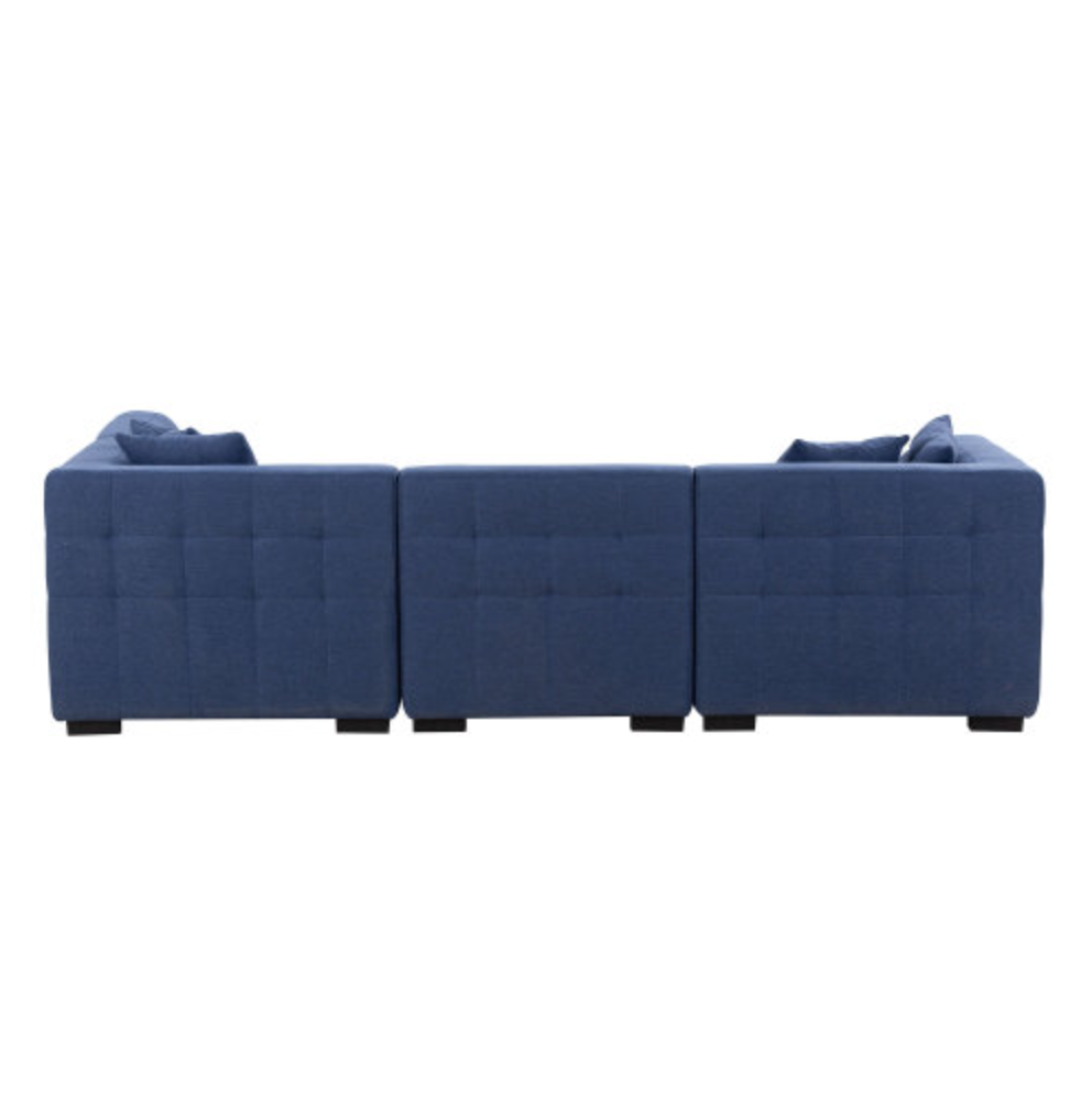 Modular Tufted 5pc. Sectional Sofa with Ottoman Fully Customizable, Green or Blue 140" - Revel Sofa 