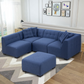 Modular Tufted 5pc. Sectional Sofa with Ottoman Fully Customizable, Green or Blue 140" - Revel Sofa 