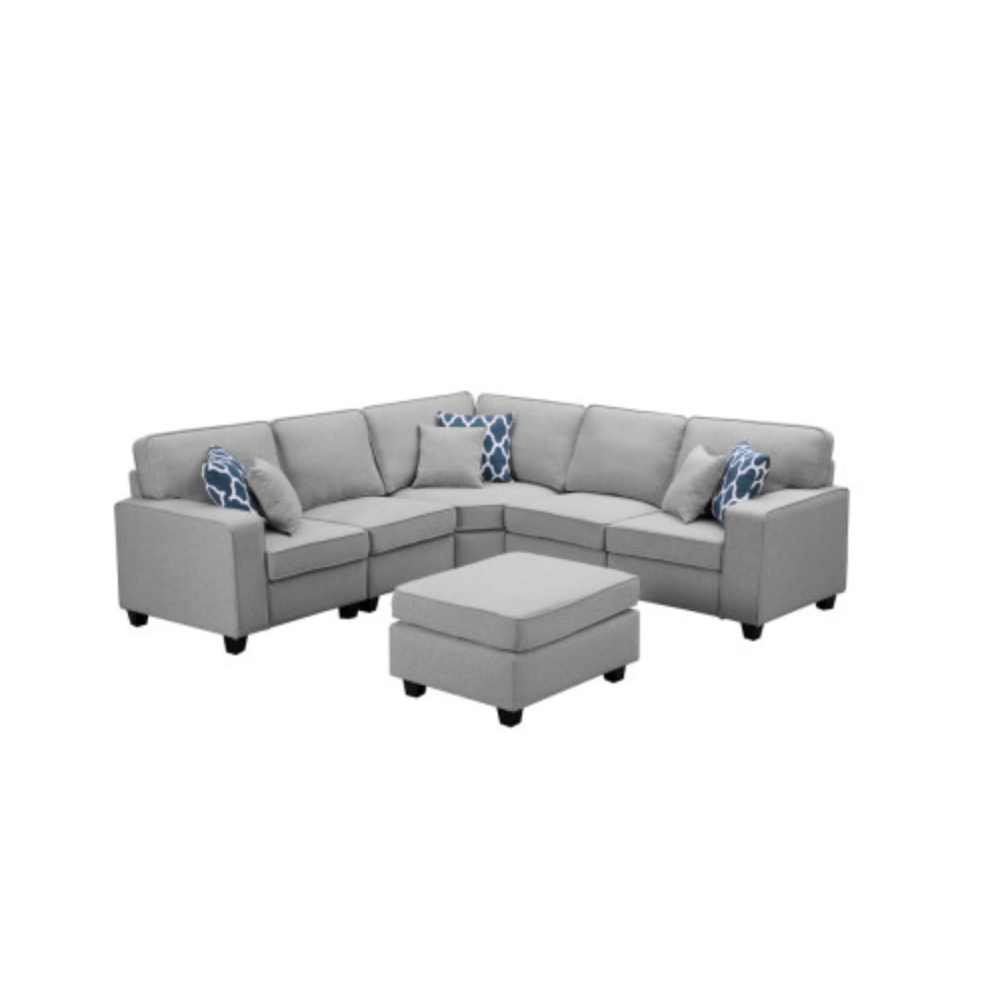 Sonoma Modular Linen Corner Sectional Sofa and Ottoman 98" - Revel Sofa 