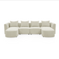 Modular Sectional Sofa with Chaise and Ottomans - Loop Yarn Boucle Fabric in Beige 113" - Revel Sofa 