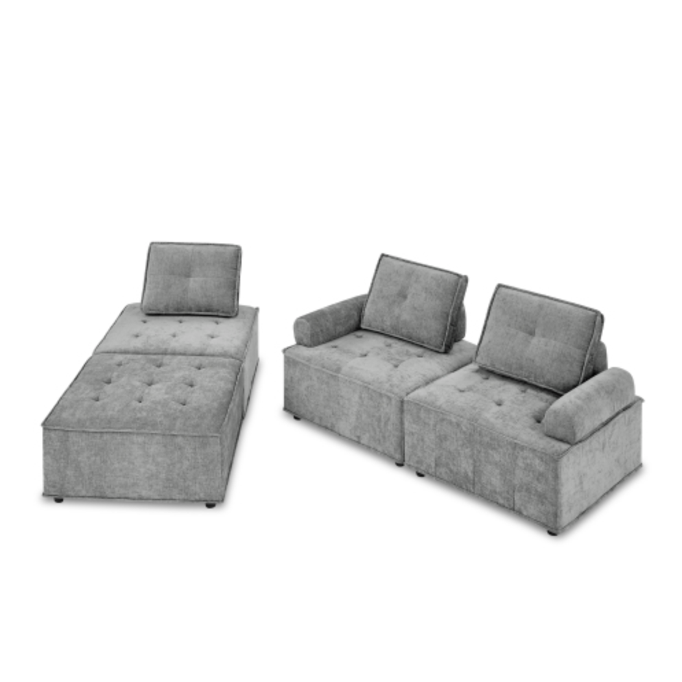 Modular Sectional Sofa Wrapped in Soft Chenille Fabric 99” - Revel Sofa 