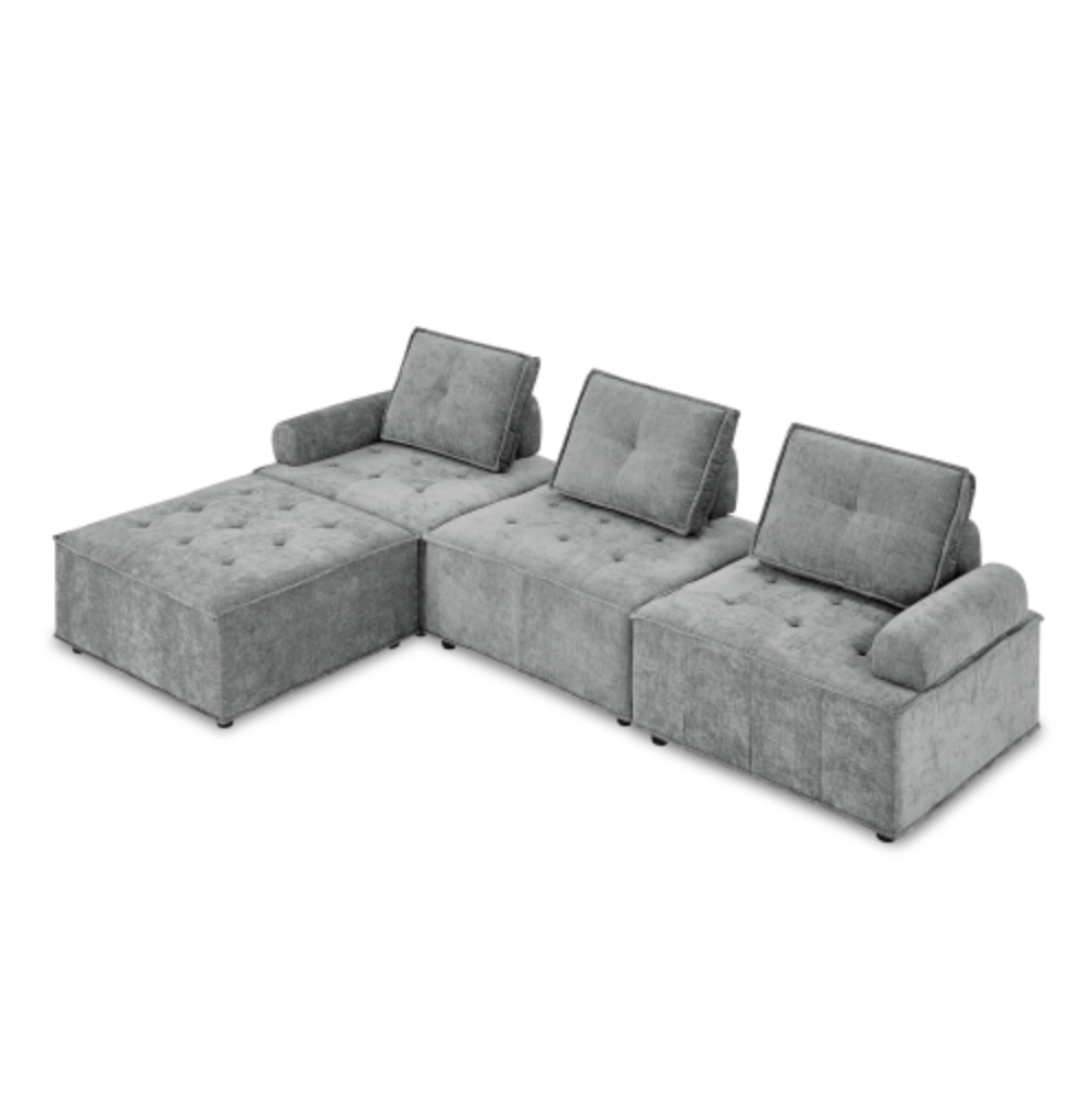 Modular Sectional Sofa Wrapped in Soft Chenille Fabric 99” - Revel Sofa 