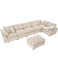 Modern Low Profile Modular U-Shaped Sectional Sofa with Ottoman in Gray or Beige 129" - Revel Sofa 