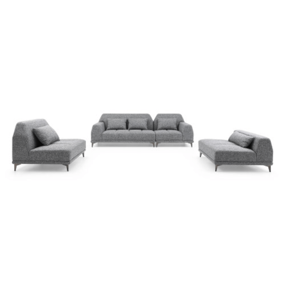 Modern Tufted Customizable Modular Sectional Sofa in Gray 147" - Revel Sofa 