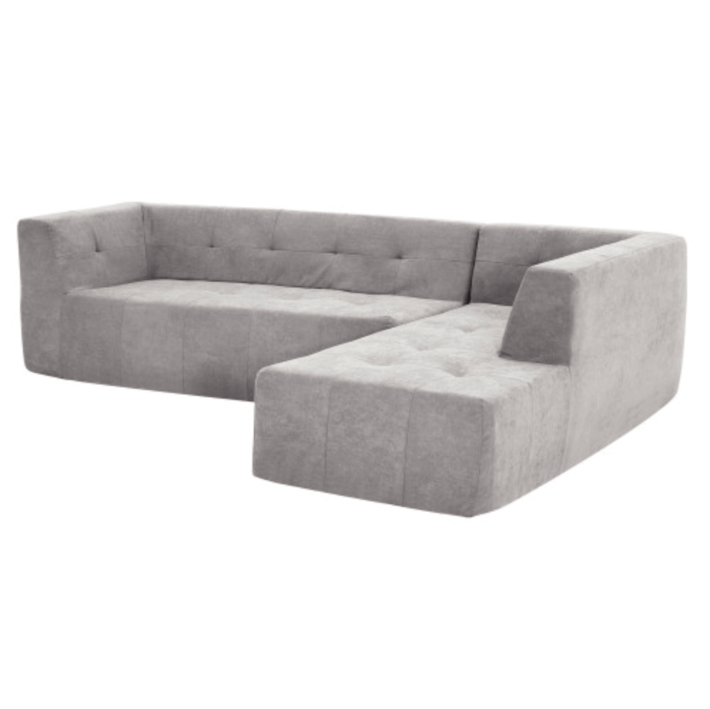 Modern Tufted Chaise Corner L-Shape Sectional Sofa in Beige, Gray or Green 110" - Revel Sofa 