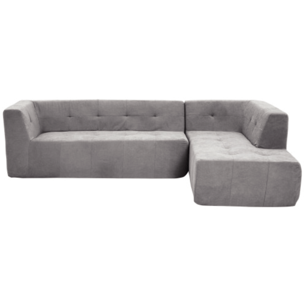 Modern Tufted Chaise Corner L-Shape Sectional Sofa in Beige, Gray or Green 110" - Revel Sofa 