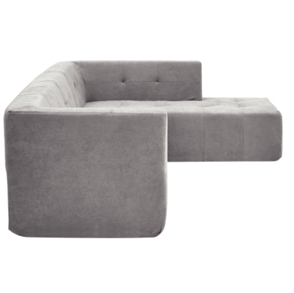 Modern Tufted Chaise Corner L-Shape Sectional Sofa in Beige, Gray or Green 110" - Revel Sofa 