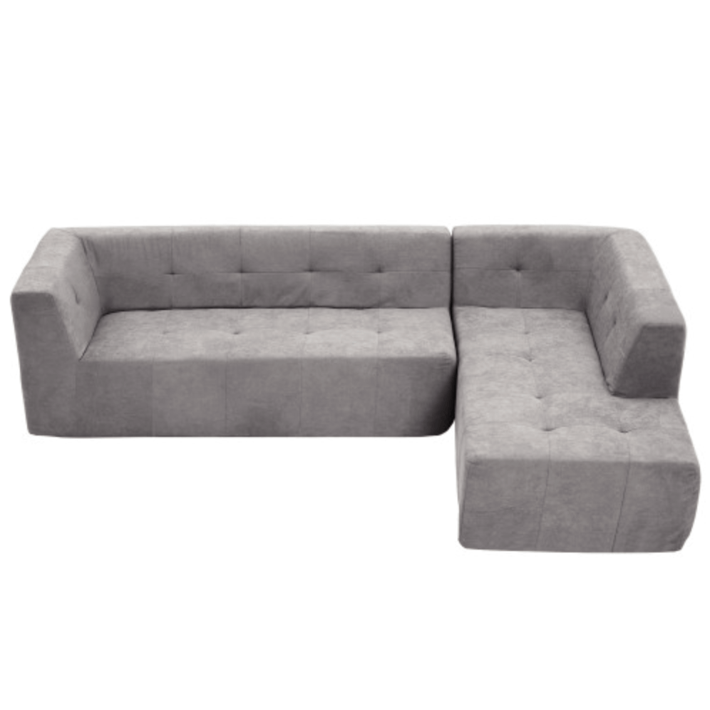 Modern Tufted Chaise Corner L-Shape Sectional Sofa in Beige, Gray or Green 110" - Revel Sofa 