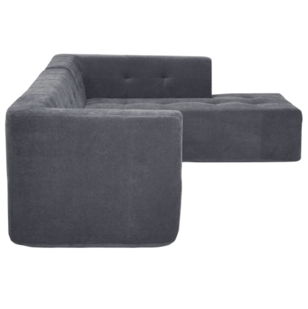 Modern Tufted Chaise Corner L-Shape Sectional Sofa in Beige, Gray or Green 110" - Revel Sofa 