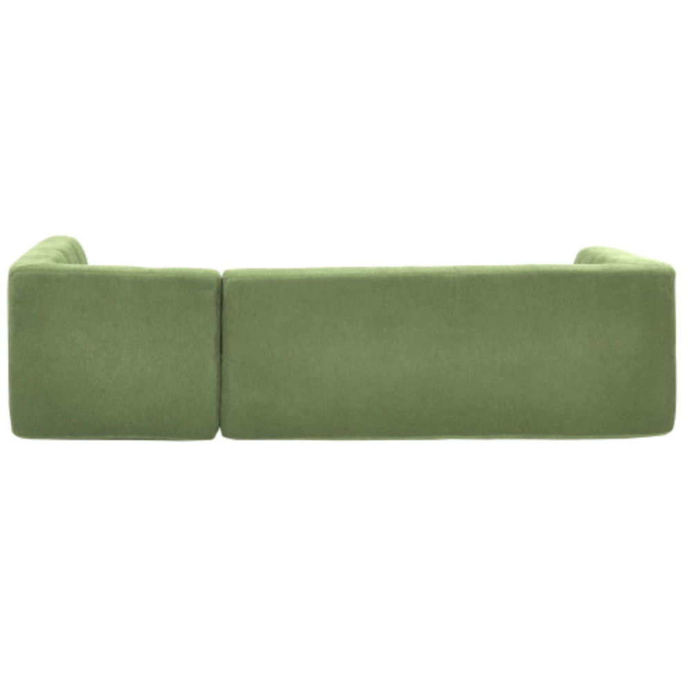 Modern Tufted Chaise Corner L-Shape Sectional Sofa in Beige, Gray or Green 110" - Revel Sofa 