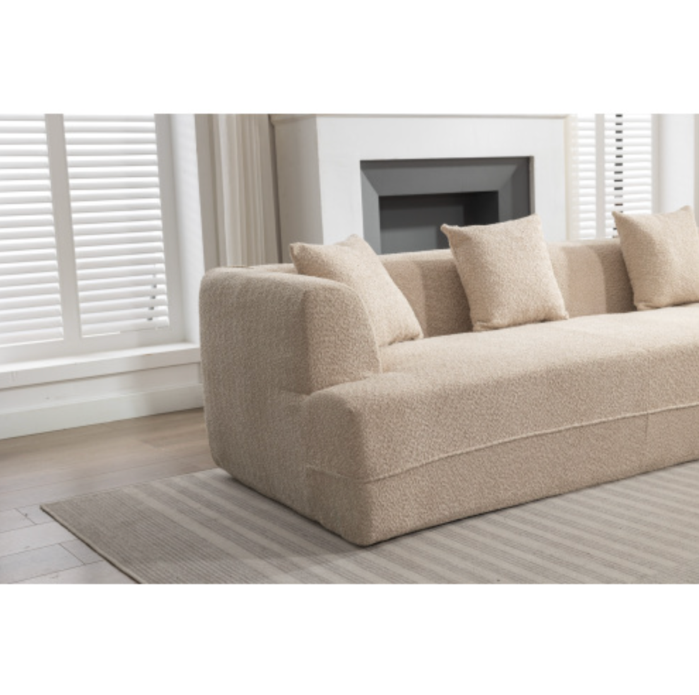 Modular Sectional Modern Minimalist Boucle Sofa, White or Beige 125" - Revel Sofa 