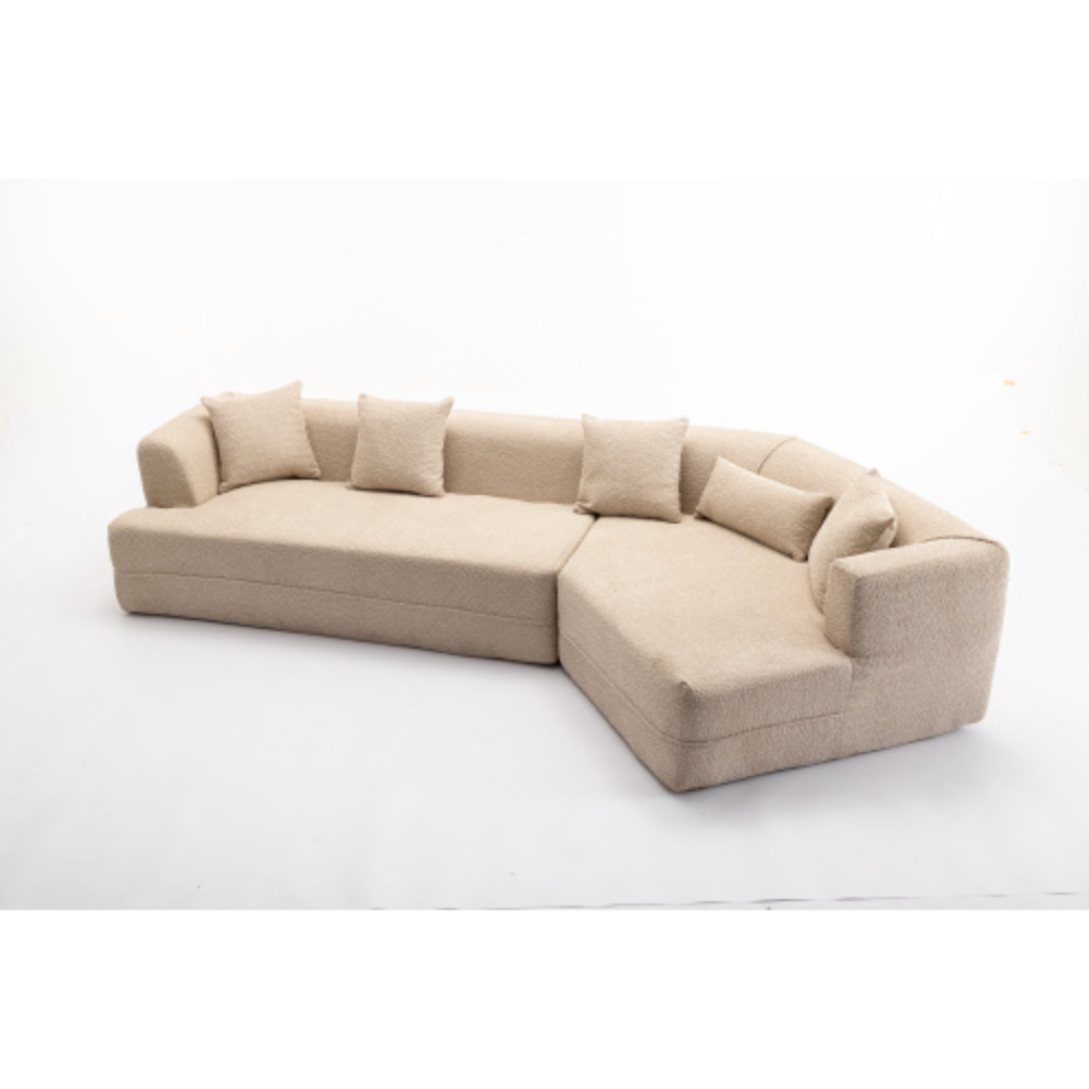 Modular Sectional Modern Minimalist Boucle Sofa, White or Beige 125" - Revel Sofa 