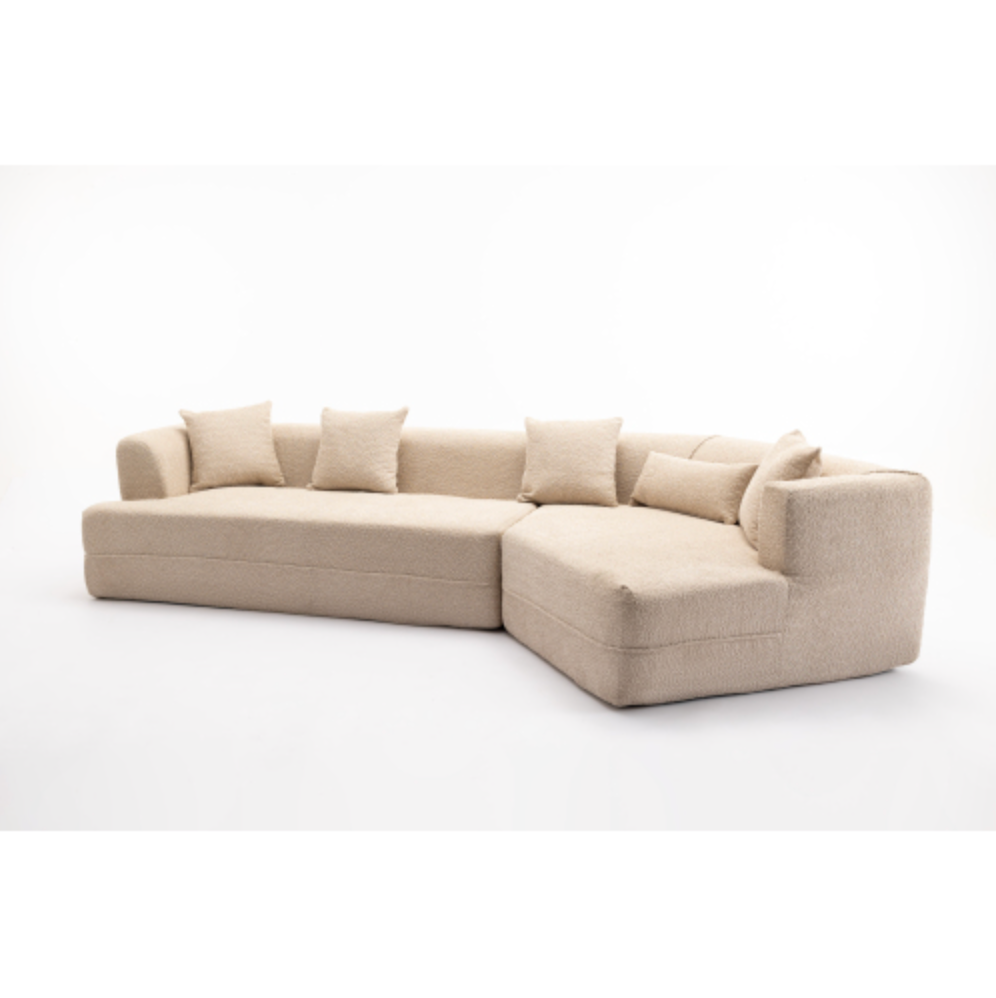 Modular Sectional Modern Minimalist Boucle Sofa, White or Beige 125" - Revel Sofa 