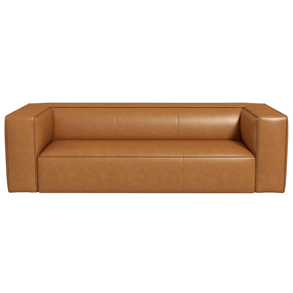 Colton Modern Contemporary Genuine Tan Leather Couch 92