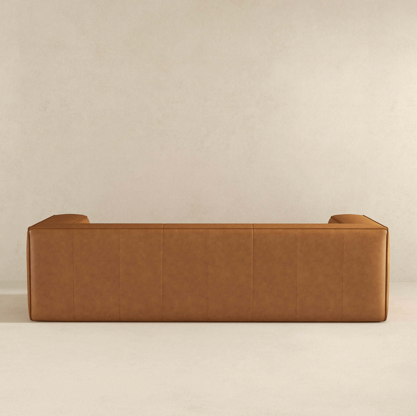 Colton Modern Contemporary Genuine Tan Leather Couch 92" - Revel Sofa 