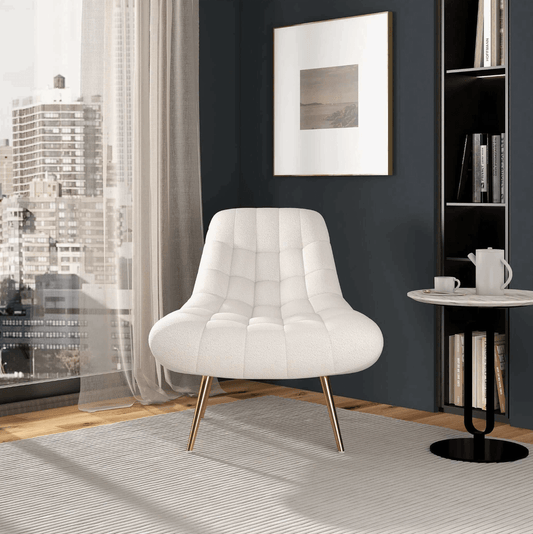 Aubrey MCM Tufted Boucle Fabric Lounge Accent Chair - Revel Sofa 