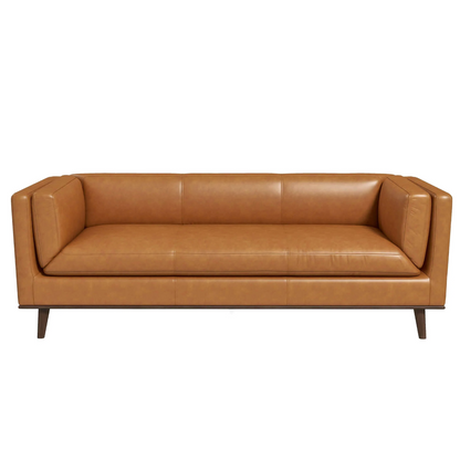 Cassidy MCM Style Genuine Leather Sofa 85" - Revel Sofa 