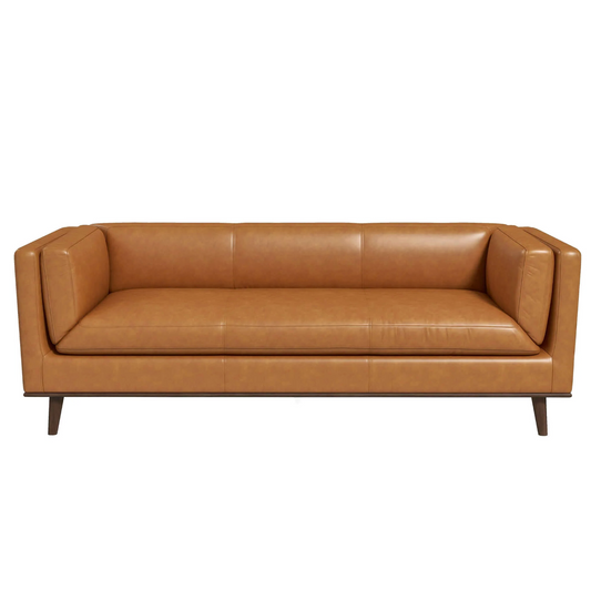 Cassidy MCM Style Genuine Leather Sofa 85" - Revel Sofa 