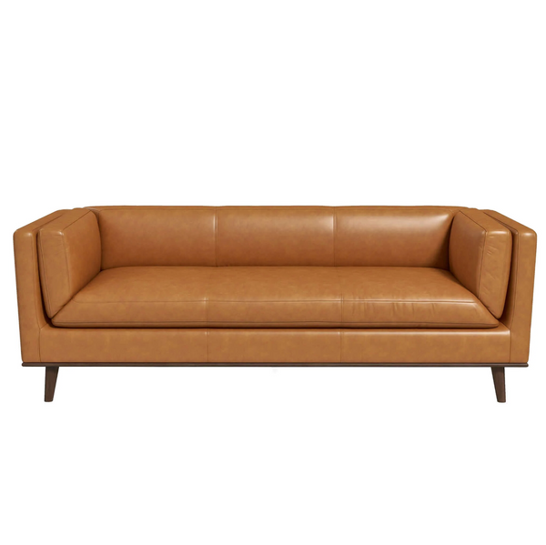 Cassidy MCM Style Genuine Leather Sofa 85 - Revel Sofa 