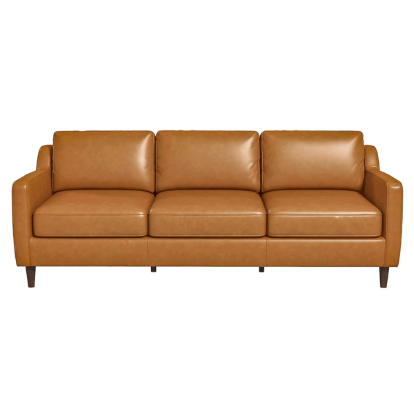 Cooper MCM Genuine Leather Sofa Couch Square Arm 81