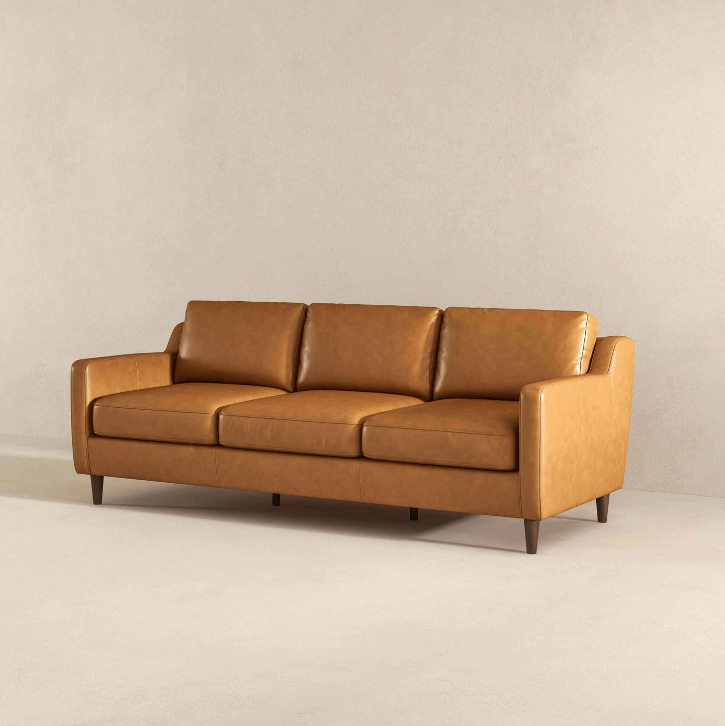 Cooper MCM Genuine Leather Sofa Couch Square Arm 81" - Revel Sofa 