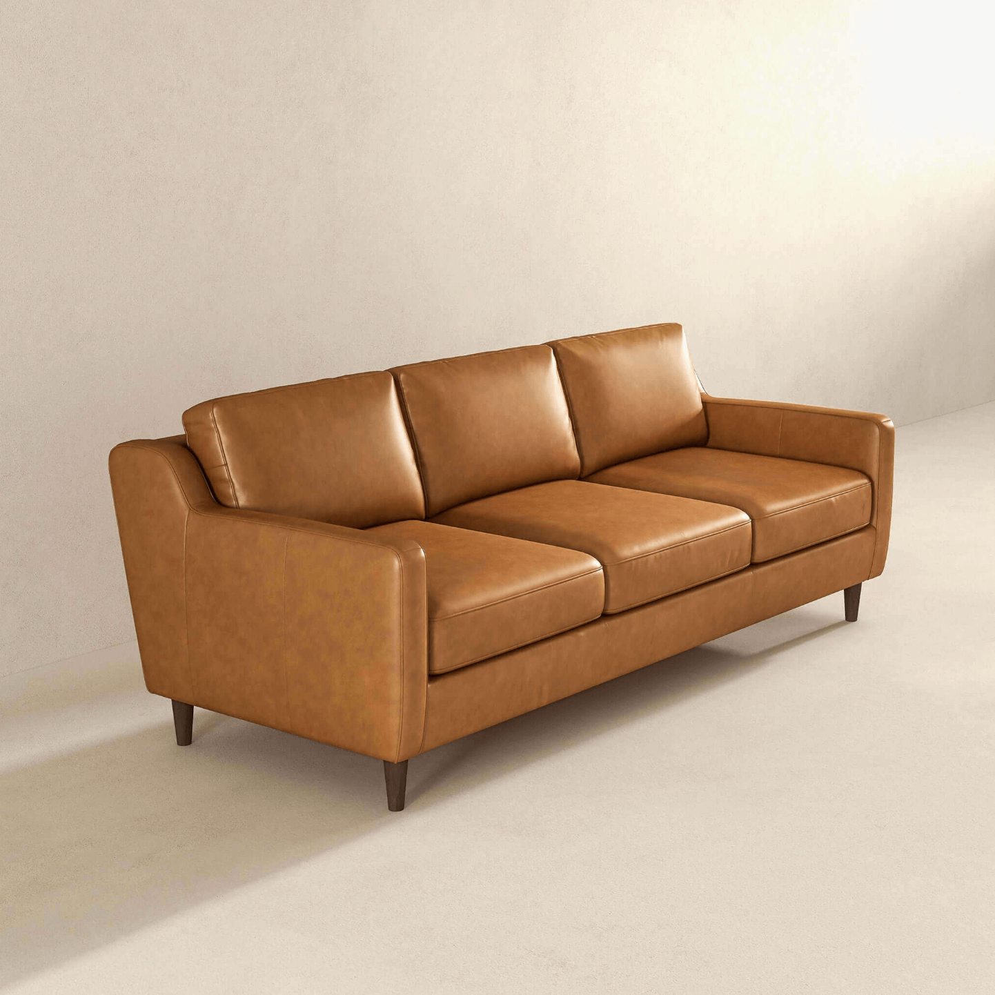 Cooper MCM Genuine Leather Sofa Couch Square Arm 81" - Revel Sofa 