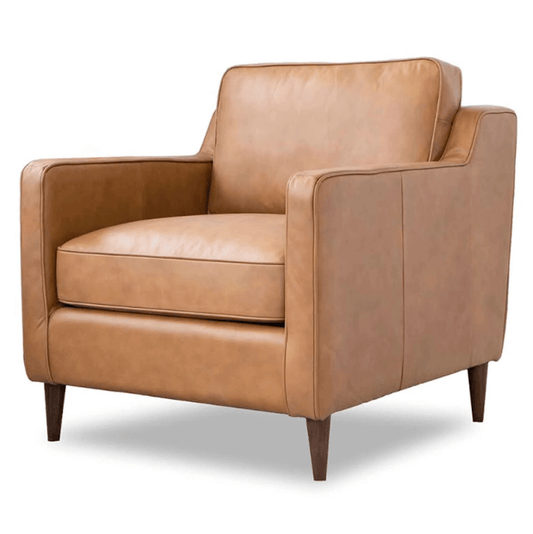 Sillón Mid-Century moderno de cuero color canela 'Cooper'