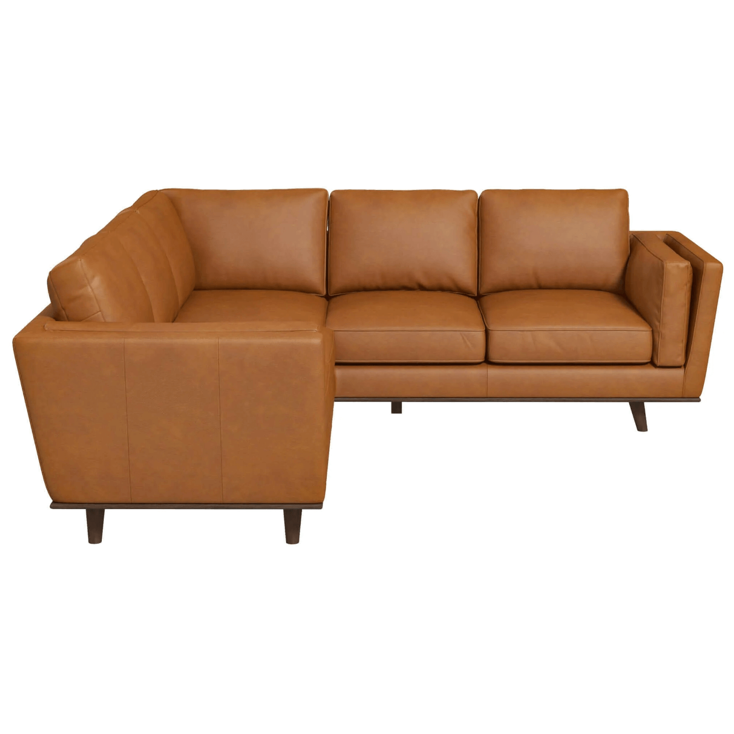 Farsah MCM Style Leather Corner Sectional Sofa 93" - Revel Sofa 