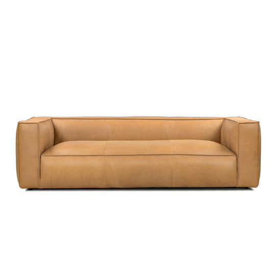 Vanessa Modern Full Aniline Genuine Leather Stationary Sofa 100” - Revel Sofa 