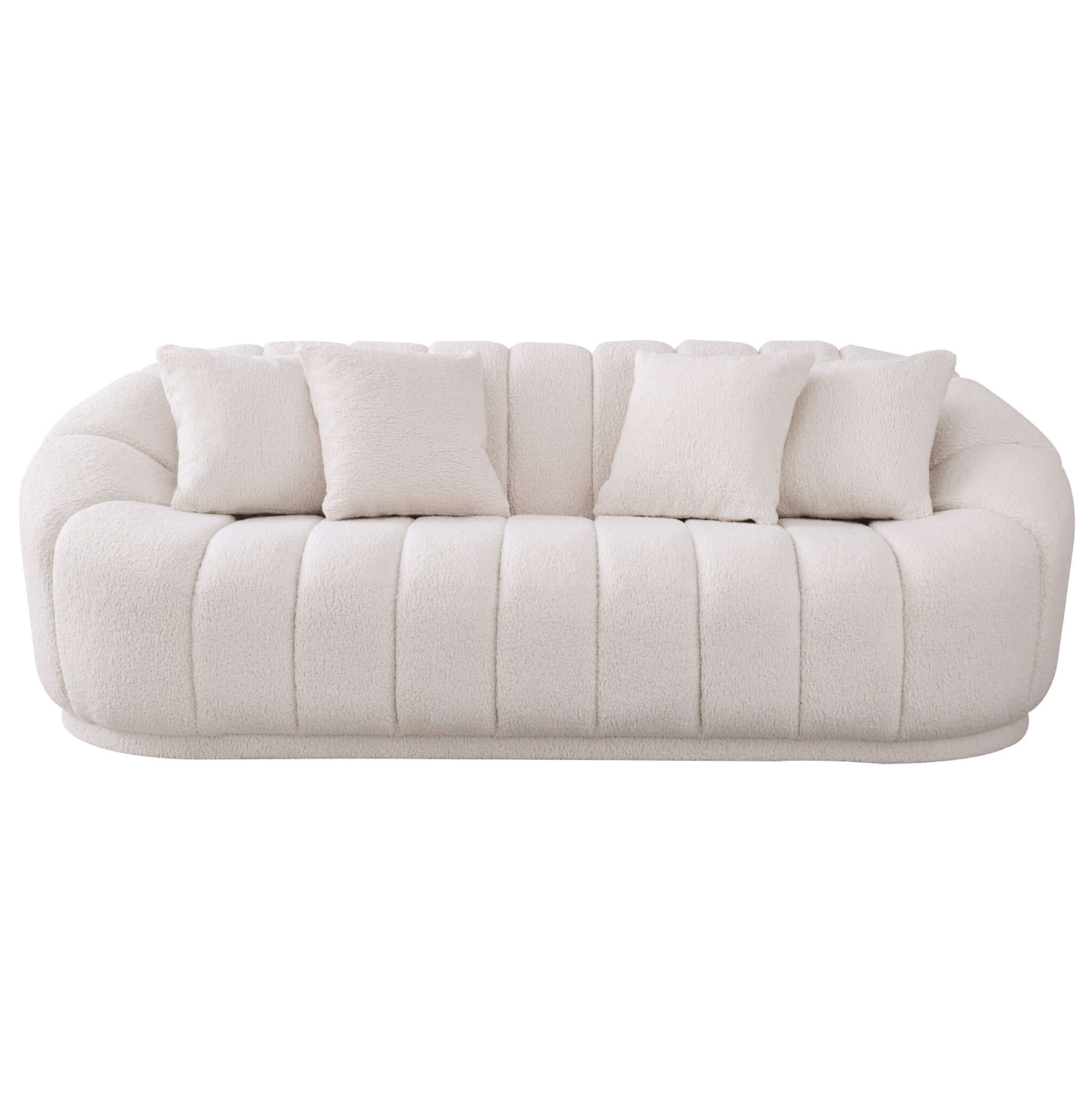 Maximilian Japandi Style Channel Tufted Boucle Sofa 86” - Revel Sofa 