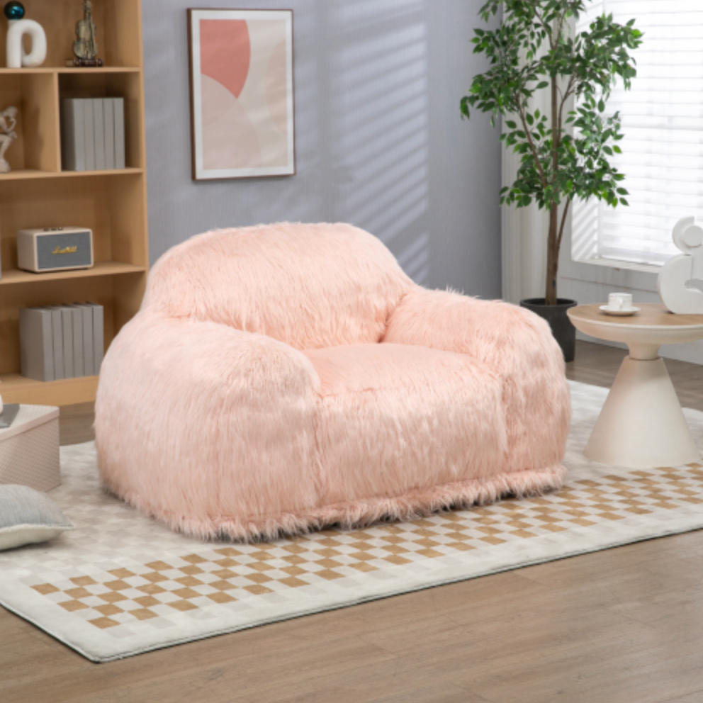 Shaggy Bean Bag Foam Lounge Chair (Various Colors) - Revel Sofa 